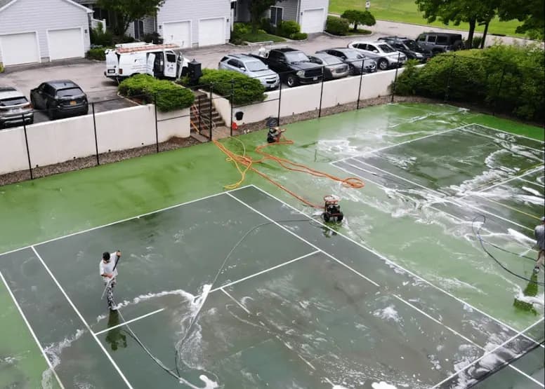 Akron Power Washing professional cleaning outdoor surfaces at Akron property